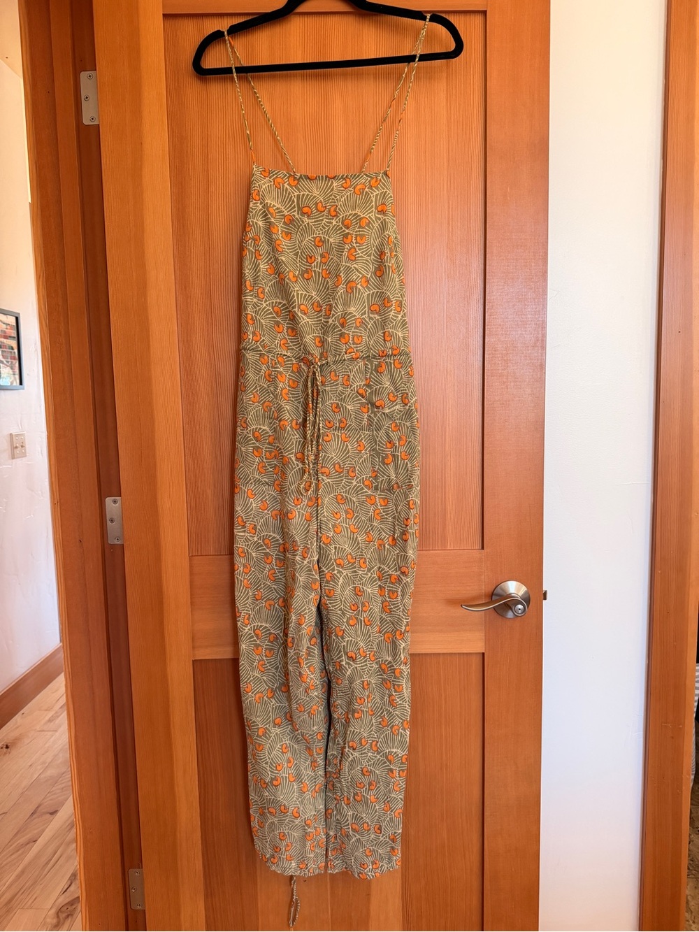 CQC LA Olive Green Jumpsuit with Orange Plant Print